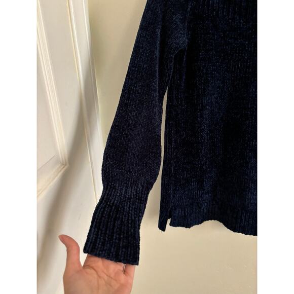 Loft Sweater Women's XXS Navy Chenille Pullover Velvety Soft Round Neck - Picture 3 of 6